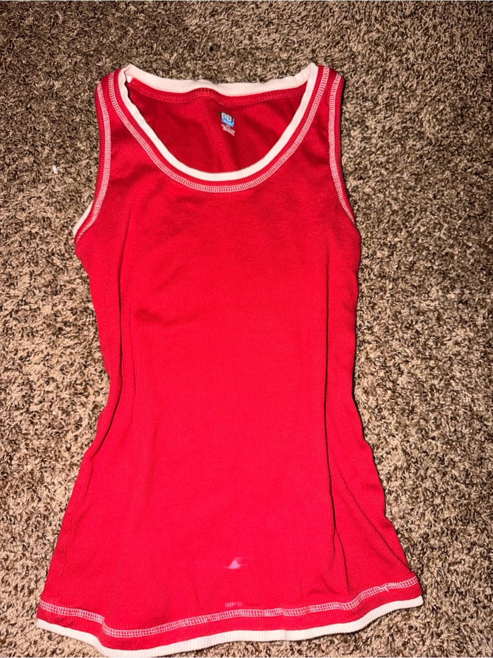 Vintage Red Tank Top with White Trim - Classic Women's Casual Top